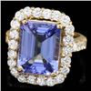 Image 1 : 14k Gold 7.60ct Tanzanite 1.80ct Diamond Ring