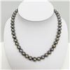 Image 2 : 8-10mm Tahitian Silver Lavender Near-Round Pearl Necklace with Gold Clasp