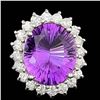 Image 1 : 14k Gold 5.00ct Amethyst 1.00ct Diamond Ring