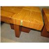 Image 8 : Qty 2 Wooden Tables w/ Woven Tops 28"x28"x22"H (Some Damage)