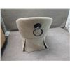Image 2 : Rolling Curved Back Upholstered Chair w/ Skirt & Pull Ring 22"x21"x34"H (Missing Wheel)