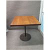 Image 2 : Composition Wooden Table on Pedestal Base 36" x 36" x 35"H (has scratches, needs refinishing)