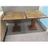 Image 2 : Qty 2 Legacy Wooden Tables on Pedestal Bases 30"x30"x30"H (Some Damage)