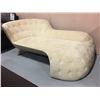Image 1 : LEATHER & MICROFIBRE SUEDE OFF WHITE CHAISE LOUNGER (SOME SCRAPES & SCUFFS PRESENT)