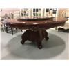 Image 2 : LARGE ROUND MAHOGANY FINISH HEAVILY CARVED DINING TABLE WITH LAZY SUSAN