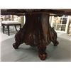 Image 4 : LARGE ROUND MAHOGANY FINISH HEAVILY CARVED DINING TABLE WITH LAZY SUSAN