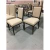 Image 2 : PAIR WOOD FRAMED NATURAL FLAX UPHOLSTERED DINING SIDE CHAIRS