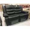 Image 3 : BLACK LEATHER 3PC. RECLINING SOFA SET - SOFA, LOVESEAT & CHAIR