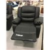 Image 6 : BLACK LEATHER 3PC. RECLINING SOFA SET - SOFA, LOVESEAT & CHAIR