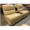 Image 1 : GENERAL LEATHER LOVESEAT SECTIONAL SOFA SECTION WITH CENTER CONSOLE - OFF-WHITE CREAM COLOR
