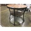 Image 1 : 2 TIER METAL & KNOTTED WOOD ROUND TEA TABLE