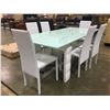 Image 2 : SIGNATURE ASHLEY DESIGN GLASS TOP EXTENDABLE DINING TABLE WITH 6 CHAIRS (BOXED)