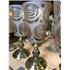 Image 2 : GROUP OF 4 GLASS & BRASS FINISH DRY FLOWER VASES