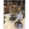 Image 2 : GROUP OF 4 GLASS & BRASS FINISHED PIECES -3 DRIED FLOWER VASES/1 CANDLE HOLDER