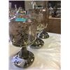Image 3 : GROUP OF 4 GLASS & BRASS FINISHED PIECES -3 DRIED FLOWER VASES/1 CANDLE HOLDER