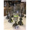 Image 2 : GROUP OF 5 GLASS & BRASS FINISH CANDLE HOLDERS