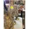 Image 2 : GROUP OF 5 GLASS & BRASS FINISH DRIED FLOWER VASES