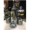 Image 2 : GROUP OF 3 CHROME FINISH & GLASS LIDDED CANNISTERS