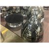 Image 2 : GROUP OF 5 CHROME FINISH & GLASS 2PC DOME TOP PEDESTAL DISPLAY STANDS