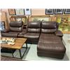 Image 1 : GENERAL LEATHER POWER RECLINING SECTIONAL SOFA - BROWN COLOR