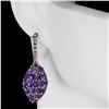 Image 2 : Natural Amethyst Rhodolite Garnet Earrings