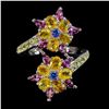 Image 2 : Natural Yellow Sapphire Rhodolite Garnet Tanzanite Ring