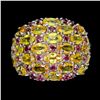 Image 1 : Natural Sapphire Rhodolite Garnet Ring