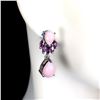 Image 2 : Natural Ethiopian Pink Opal & Rhodolite Garnet Earrings