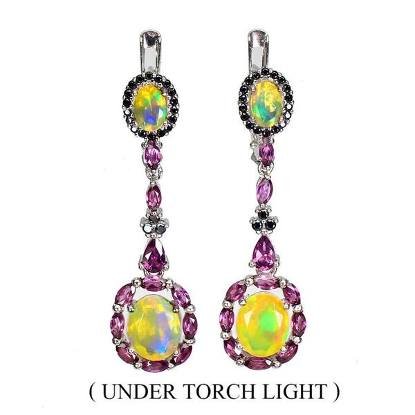 Natural Ethiopian White Opal Earrings