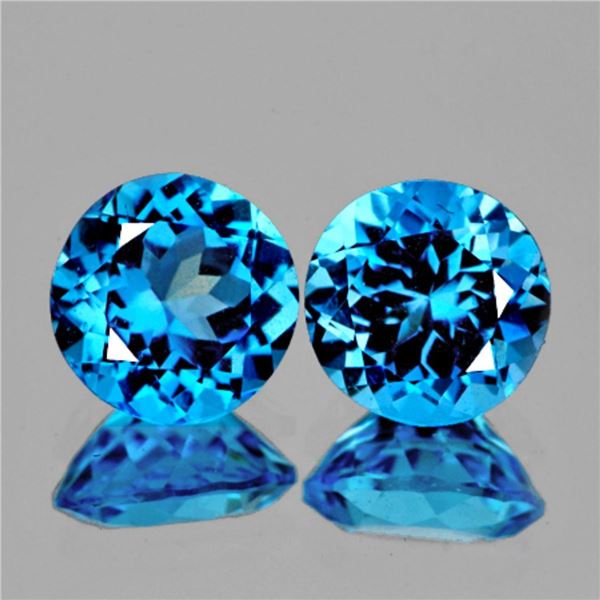Natural Swiss Blue Topaz Pair 9.00 MM {Flawless-VVS}