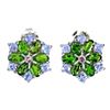 Image 1 : Natural Chrome Diopside Rhodolite Tanzanite Earrings