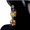 Image 2 : Natural Multi color Sapphire & Rhodolite Garnet Earrings