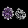 Image 2 : Natural  Purple Amethyst 8x6mm Aquamarine Earrings