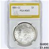 Image 1 : 1881-CC Morgan Silver Dollar PGA MS65