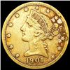 Image 1 : 1901-S $5 Gold Half Eagle NICELY CIRCULATED