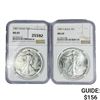 Image 1 : 1987 Set (2) American Silver Eagles NGC MS69