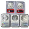 Image 2 : 2011-2018 Set (5) American Silver Eagles MS70