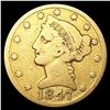 Image 1 : 1847 $5 Gold Half Eagle NICELY CIRCULATED