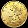 Image 1 : 1907 $5 Gold Half Eagle UNCIRCULATED
