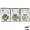 Image 1 : 1974 Set (3) Eisenhower Silver Dollars NGC MS65