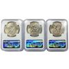 Image 2 : 1974 Set (3) Eisenhower Silver Dollars NGC MS65