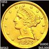 Image 1 : 1853-D $5 Gold Half Eagle CHOICE BU