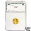 Image 1 : 1999 $5 1/10oz American Gold Eagle PCI MS67