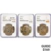 Image 1 : 1974 Set (3) Eisenhower Silver Dollars NGC MS65