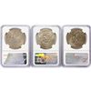 Image 2 : 1974 Set (3) Eisenhower Silver Dollars NGC MS65