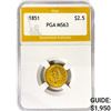 Image 1 : 1851 $2.50 Gold Quarter Eagle PGA MS63