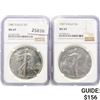 Image 1 : (2) 1987 American 1oz Silver Eagles NGC MS69