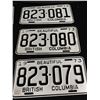 Image 2 : A Lot Of 3 1973 in Sequence BC Licence Plates In Pairs Never Used