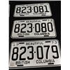 Image 2 : A Lot Of 3 1973 in Sequence BC Licence Plates In Pairs Never Used