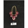 Image 1 : Huge Vintage Red and White Rhinestone Necklace